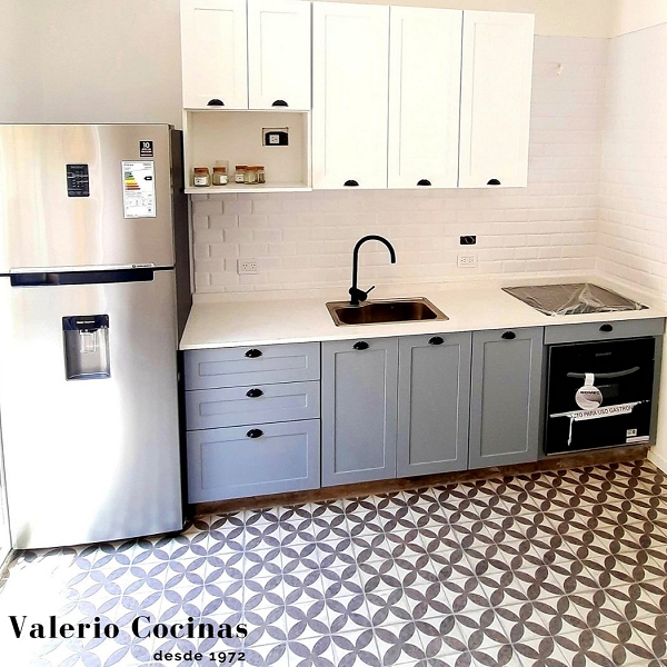 mueble de cocina laqueado gris blanco